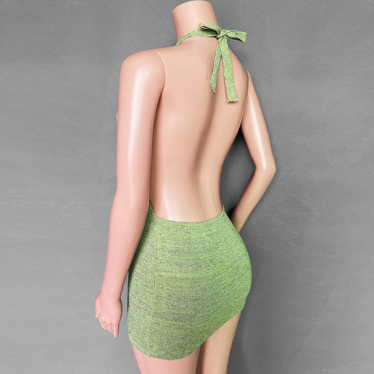 Knitted Dress With Hip And Halter